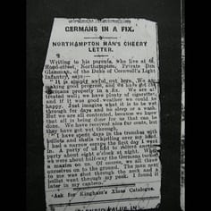 News Article reporting Private Dan Glassman's Letter form the Trenches