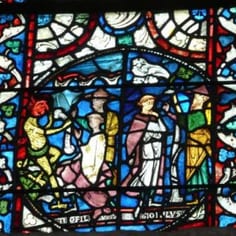 Lincoln Cathedral - Legend of Theophilus (13th c.) - A Jewish Necromancer persuades a Deacon to sell his soul to the Devil