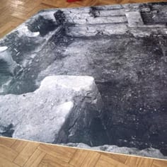 Guildford - Photographic reproduction of synagogue chamber set in floor of shop
