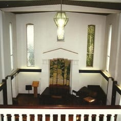 Canterbury Synagogue (view of interior from ladies gallery looking to the location of the former Ark showing Egyptian style)