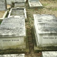 Ramsgate Cemetery - Tombstones of Shem Tob Afrigan of Morrocco (d. 1908) had been one of Sir Moses Montefiori's personal retainers and Abraham Afrigan his son, a shamash of the synagogue for 36 years, showing the presence of North African Jews in Ramsgate