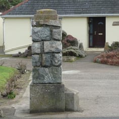 The remains of a gate post of Lager Helgoland one of the few remains of the camp which was dismantled before the end of the War by the Germans.
