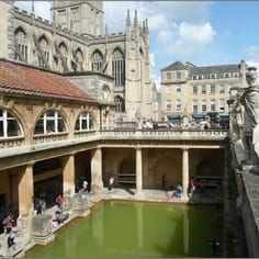 The Roman and Georgian Baths and the back of the Pump Rooms. This area would have been the resort of many of the wealthy Jewish visitors to the spa.