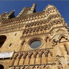 Part of the West Front of Lincoln Cathedral.