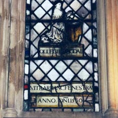 Stained glass window in Balliol College chapel