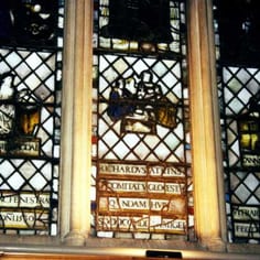 The stained glass windows in Balliol College chapel