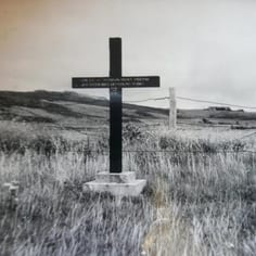 A former cross, on Longis Common cemetery, marking the site of a mass burial for 43 unknown Russian prisoners taken after the War (Alderney Historical Society)