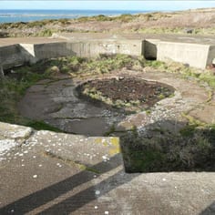 A kettle-pit gun at West Batterie.  There was a 70% mortality rate among the prisoners constructing the site.