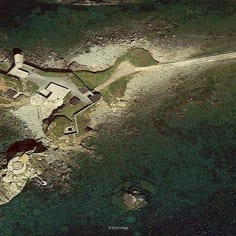 Fort Clonque and Causeway.  Prisoners constructed the causeway and were executed by being thrown off the cliffs at the fort.