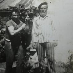 An SS prisoner from Lager Sylt being posed as if for a beating. (Alderny Museum)