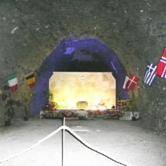 The multi-national War Memorial at Mimoyecques, to the aviators and victims of the raids.