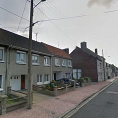 The site of the Calais Camp at 42 Rue Chateaubriand. The gate on the left is the south boundary of the former camp.