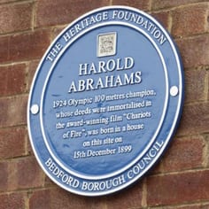 The commemorative blue plaque at the former Abrahams home in Rutland Road to Harold Abrahams, of 'Chariots of Fire' fame.