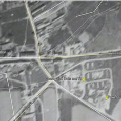 Corrugated huts / Camp site.  The MI 19 Report states, No. 73.  Well dressed lines of low corrugated iron, semi-circular huts, each about 6 ft high.  Informants do no know what is in them.  This is a potential labour camp site, or strategic materials site neat to the 'Power Station'.