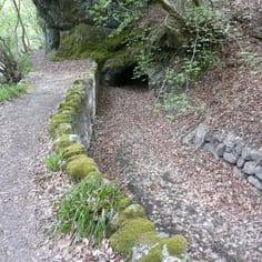 The 'Hammer Hole' a tunnel and the mill leat, made by the German miners to feed Gaunse's Copper Smelter 220 yards away.