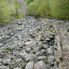 Remains of 16th Century Weir built to power Joachim Gaunse's Revolutionary Copper Smelter.