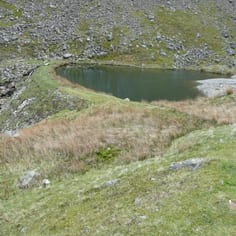 Dam and lake constructed in Scope End, by German Miners to power waterwheel in Goldscope (Scope Beck / Little Dale)