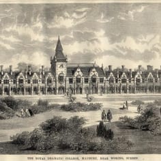 An etching of part of the façade of the Royal Dramatic College, in Woking, which Leitner purchased when it became defunct and converted into his Oriental College, the main Campus. The Mosque and other planned religious buildings were on a separate site, away from the re-purposed Royal Dramatic College.